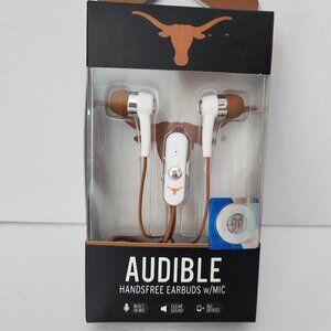 NIB The University of Texas Longhorns- Audible Handsfree Earbuds with Mic